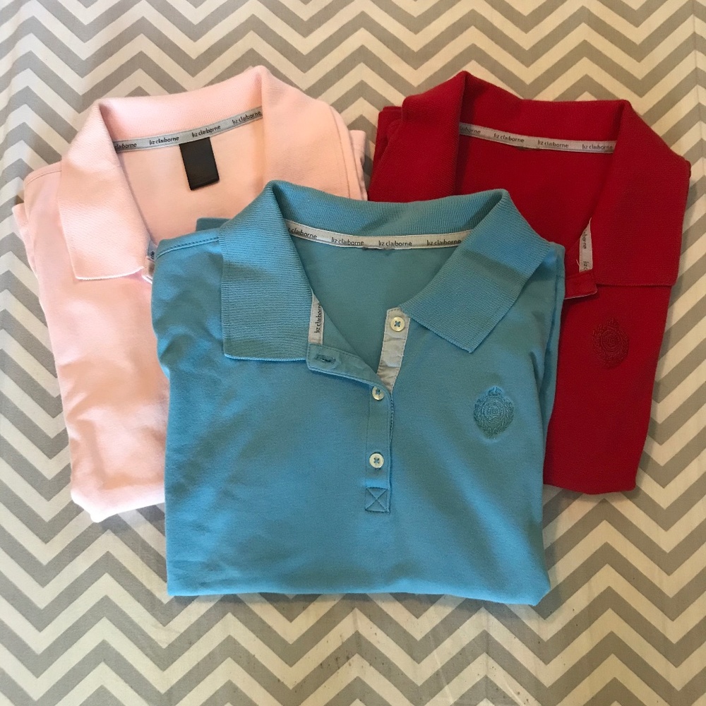 🍒Excellent Condition!!! Set of 3 Petite Short Sleeve Polos